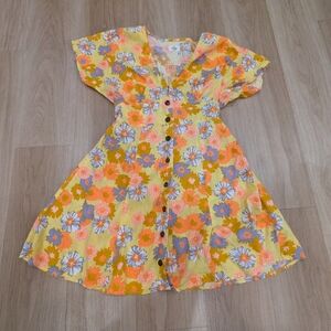 Marine Layer Yellow And Orange Floral Mini Dress Size M